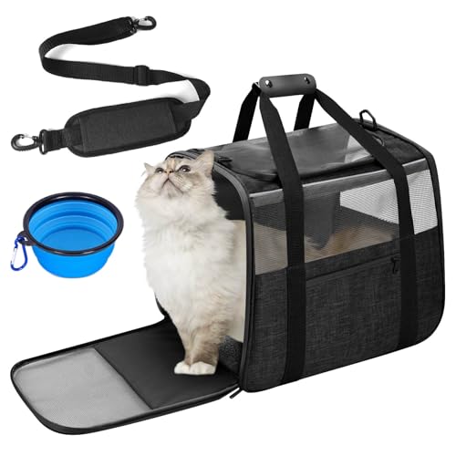 Katzentragetasche mit weichen Seiten für große Katzen, Hundetragetaschen für kleine Hunde, von Fluggesellschaften zugelassene Haustierreisetasche für Katzen Welpen bis zu 7,3 kg, mit von Areerlaf
