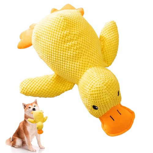 Anti Stress Ente Hund, Gelb Quietschspielzeug Hundespielzeug, Plüsch Kauspielzeug Anti Stress Ente für Hunde für Kleine Mittlere Große (M) von Areiknim
