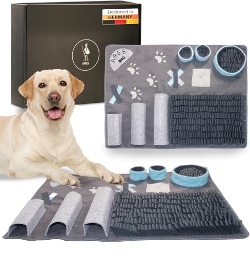 ARES QUALITY® Schnüffelteppich für Hunde - GRATIS E-Book für Ihr Intelligenzspielzeug für Hunde - 11 Verstecke auf der Ganzen Schleckmatte verteilt - Sehr Hochwertiges, Robustes und weiches Material von Ares Quality