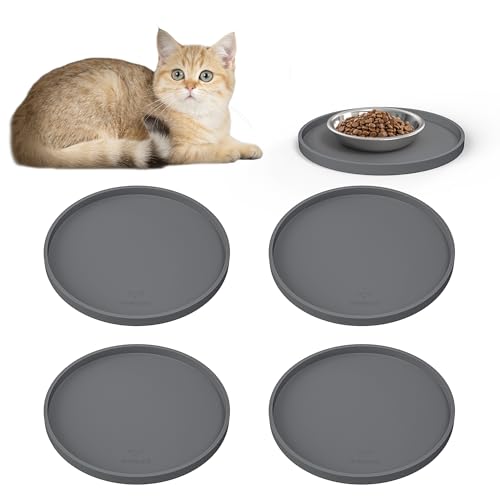 Arespark Silikon-Futtermatte für Haustiere, rutschfest, wasserdicht, mit erhöhten Kanten für Futter und Wasser, verhindert Verschütten, rundes Fresstablett für Hunde, Katzen, Welpen, Kätzchen, 20,3 x von Arespark