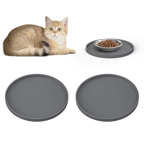 Arespark Silikon-Futtermatte für Haustiere, rutschfest, wasserdicht, mit erhöhten Kanten für Futter und Wasser, verhindert Verschütten, rundes Fresstablett für Hunde, Katzen, Welpen, Kätzchen, 20,3 x von Arespark