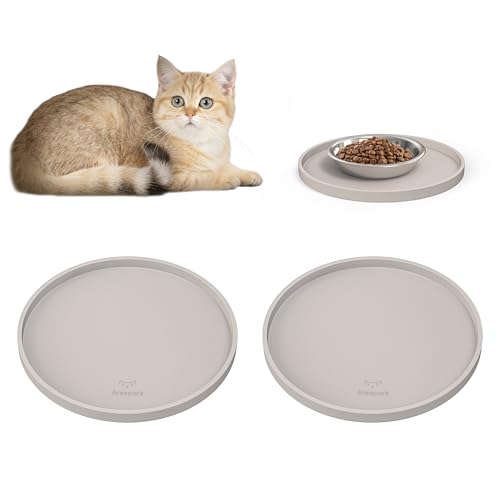 Arespark Silikon-Futtermatte für Haustiere, rutschfest, wasserdicht, mit erhöhten Kanten für Futter und Wasser, verhindert Verschütten, rundes Fresstablett für Hunde, Katzen, Welpen, Kätzchen, 20,3 x von Arespark