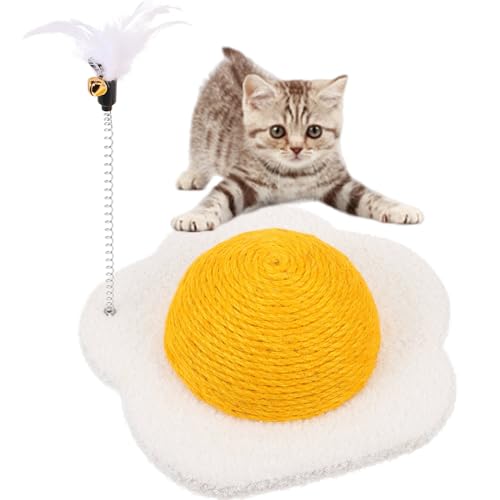 Argumub Eier Katzenkratzer Spiegelei Und Avocado-Katzenkratzer Pochiertes Ei Katzenkrallenball Vertikales Katzenkratzbrett Verschleißfestes Rundes Krallenball Kratzbrett (Yellow-l) von Argumub