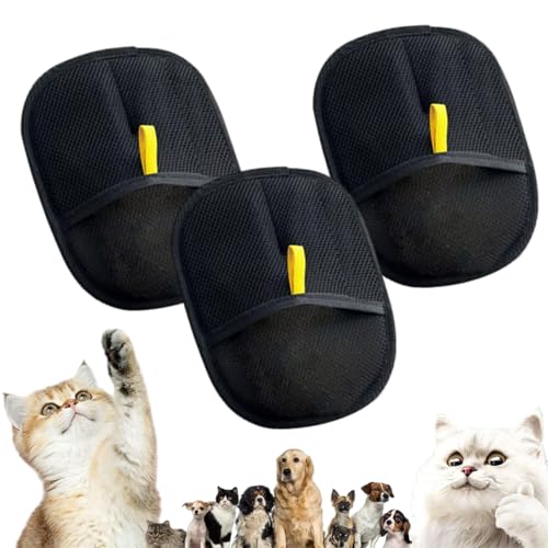 Argumub Fellmagnet, Fell Magnet Handschuh, Fellmagnet, Handschuhe Zur Entfernung Statischer Substanzen für Tierhaare, Doppelseitige Fellpflegehandschuhe für Haustiere (3Pcs) von Argumub