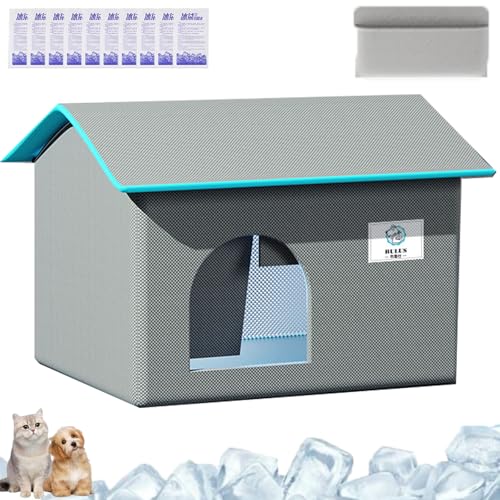 Argumub Katzen Kühlhaus, Kühlhaus Katze Faltbares Sommer Haustier Kühlhaus Mit Eisbeutel Kühlendes Haustier Hunde Katzenzelt Im Freien Oxford Katze Kühlbett Matten Haus Kommt Mit Eisbeutel (#A, L) von Argumub