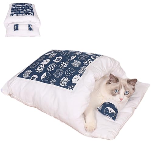 Argumub Orthopädischer Katzenschlafsack, Soft Warm Abnehmbare Waschbare Katzenhöhle Katzenmatte (S-45x30cm, Blue-A) von Argumub