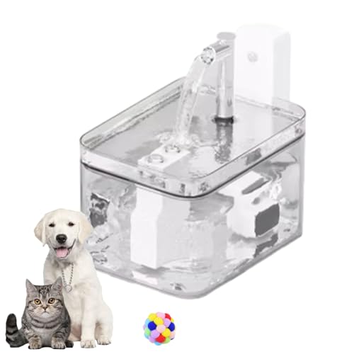 Haustier-Trinkbrunnen Mit Dreifachfilter, Katzenwasserspender Mit 1,5 L Großem Wassertank, Automatischer Zirkulation, Flüsterleise, Abnehmbares Design (Transparent (Ladefunktion), m) von Argumub
