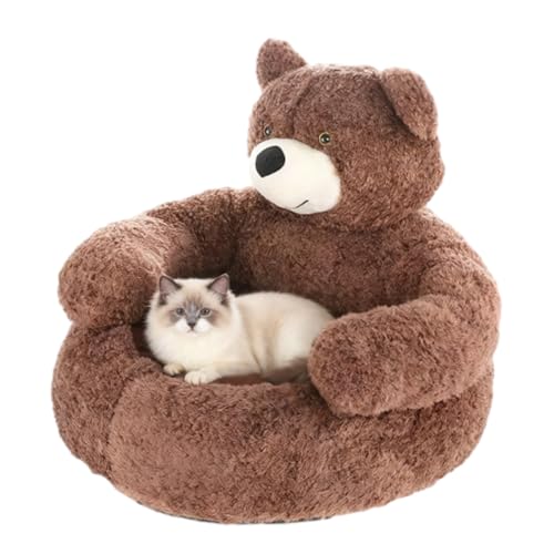 Teddybär-Hundebett, 2025 Neues Modell, weiches, bequemes, rutschfestes Haustierbett für Katzen und kleine Hunde (Braun, XL: 29,5 x 29,5 x 18,8 Zoll/75 x 75 x 48 cm) von Argumub
