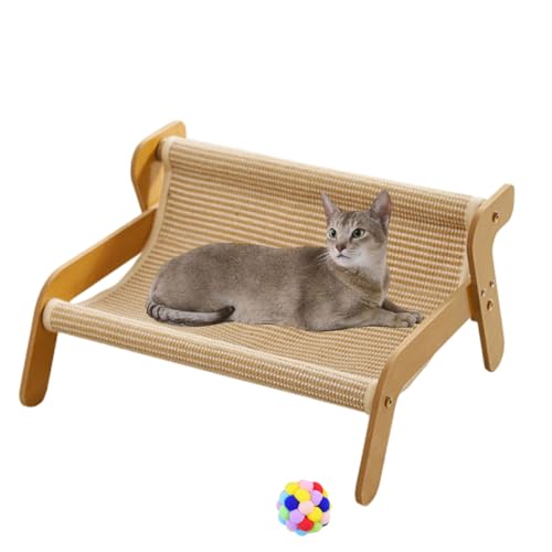 The Claw Lounge, 2-in-1-Liegestuhl Katze, Aus Verschleißfestem Sisal-Kratzkissen, Bequemes Ruhe- Und Kratzbett Für Hauskatzen (Leinenausführung, M) von Argumub