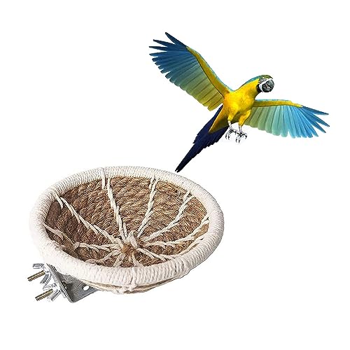 Arightmu Handgewebtes Hanf-Vogelnest – natürliches umweltfreundliches Brutnest für Kanarienvögel, Finken, Stieglitze, sicheres Vogelhaus für Käfig (groß, Hanfseil) von Arightmu