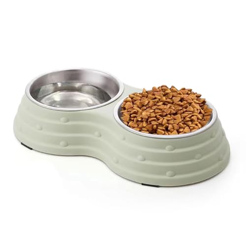 Arightmu Hundenapf Haustiernapf Anti Umkippen und Rutschfest Doppelnapf Hundenapf Hundenapf Hundenapf Katzennapf Edelstahl Leicht zu reinigen Trinkwassernapf Boden mit Anti-Rutsch-Pad (Grün-Groß) von Arightmu