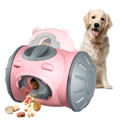 Arimilk Hunde-Puzzle-Spielzeug – Verstellbarer Futterspender Leckerli-Spender Rollgetreidespender Haustier Langsamer Futterball Interaktives Hundespielzeug – Halten Sie Ihren Welpen beschäftigt (Pink) von Arimilk