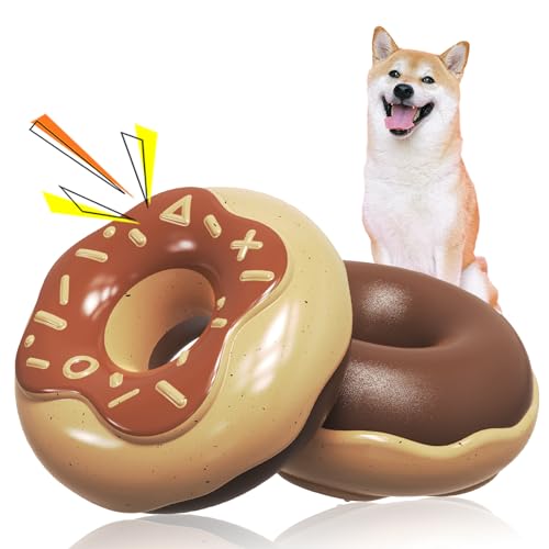 Arimilk Quietschendes Hundespielzeug für aggressive Kauer, Donut-Form, langlebiges und robustes Hundespielzeug für kleine und mittelgroße Hunde, interaktives Hundespielzeug gegen Langeweile von Arimilk