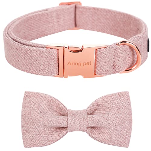 ARING PET Bowtie Hundehalsband, Baumwolle Rosa Hundehalsband mit Schleife, Fancy Hochzeit Mädchen Hundehalsbänder Geschenke mit Metallschnalle für kleine, mittelgroße und große Hunde ARING PET Bowtie Hundehalsband, Baumwolle Rosa Hundehalsband mit Schleife, Fancy Hochzeit Mädchen Hundehalsbänder Geschenke mit Metallschnalle für kleine, mittelgroße und große Hunde von ARING PET