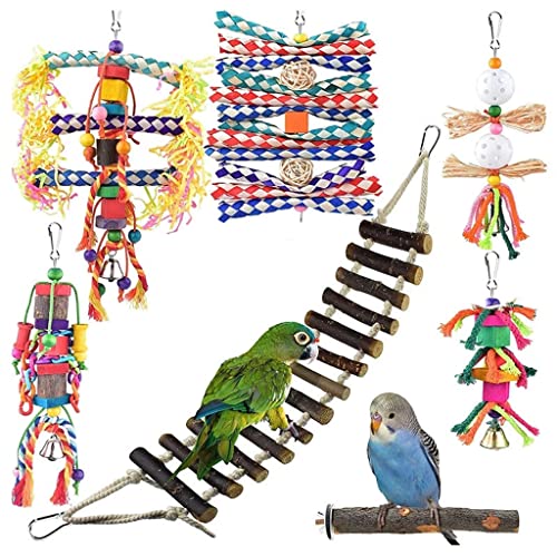 ArinkO 7-teiliges Hängespielzeug-Set für Papageien: Kau-, Beiß-, Leiter-, Schaukel- und Trainingszubehör von ArinkO