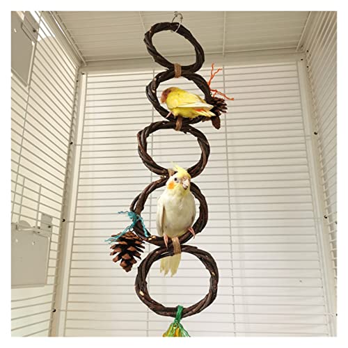 ArinkO Papageien-Schaukelspielzeug aus Holz zum Aufhängen mit Tannenzapfen – ideal für Vögel, Sittiche und Nymphensittiche (3er-Pack) von ArinkO