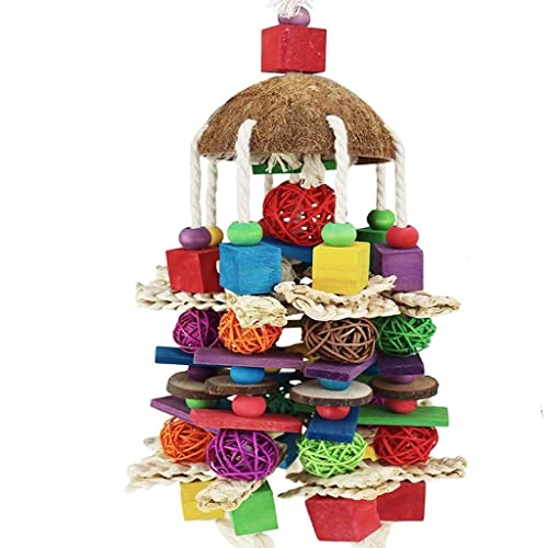 ArinkO Vogelspielzeug aus natürlichen Holzklötzen und Rattankugeln: Das Kauvergnügen eines großen Papageis! von ArinkO