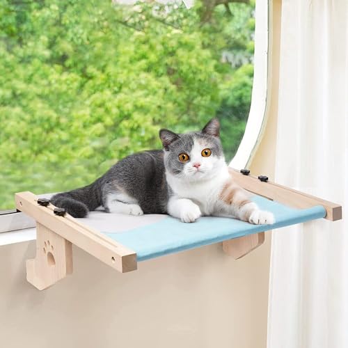 Katzenfenstersitz, Katzenbett Hängematte Holz Verstellbare Sitzstange für Katzenfenster Abnehmbares Waschbares Weiches Pad Hält bis zu 40lbs Katzenfenstersitz, Katzenbett Hängematte Holz Verstellbare Sitzstange für Katzenfenster Abnehmbares Waschbares Weiches Pad Hält bis zu 40lbs von Ark miido
