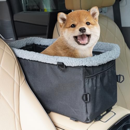 Arkyomi Hunde autositz,Mittelkonsole für Katzen,kleine Stabiler hundeautositz mit Gurt,Abnehmbarer Waschbar hundesitz für Katzen mittlere Hunde bis 6 kg (Black) von Arkyomi