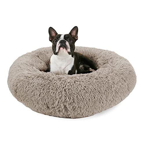 Arlee Donut Rundes Haustierbett, orthopädisches Hundebett aus Memory-Schaum, zotteliger veganer Fellstoff, waschbar, entworfen für Katzen und Hunde und für ihren ultimativen Komfort, Taupe (M) von Arlee
