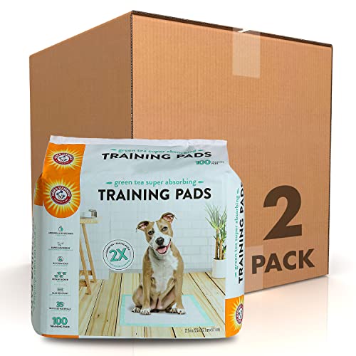 Arm & Hammer Green Tea Pet Training Pads | 200 Count Dog Training Pads with Super Absorbing Green Tea and Arm & Hammer Baking Soda for 2X the Odor Control | Leakproof & Recycled Training Pads for Dogs von Arm & Hammer
