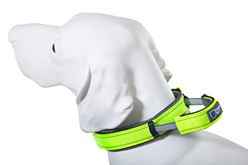 Armored Tech Dog Control Halsband mit integrierter Kurzleine (XL - Halsumfang 51-60 cm, neon grün) von Jlwiy