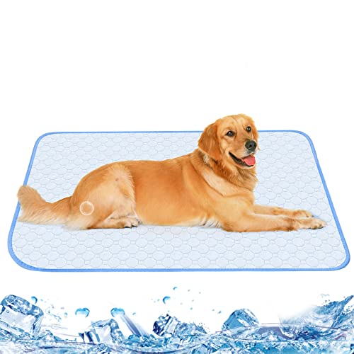 Armyte Große Kühlmatte für Hunde Katzen, Selbstkühlend Haustiermatte Waschbar Kühlpad Kühlkissen rutschfeste Komfortabel Kühlbett für Sofa, Kiste, Käfig, Nest, Auto (100 x 65 cm | Blau) von Armyte