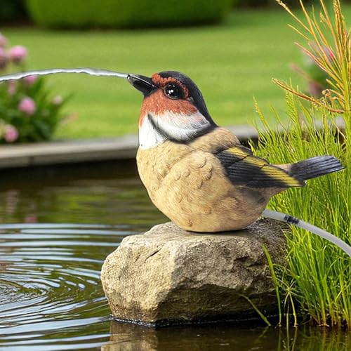 Arnusa Solar Wasserspeier – Teichfigur mit Solarpumpe & Wasserspiel – Gartendeko aus Polyresin realistische Optik – Solarbrunnen mit Pumpe für Gartenteich & Wasserlauf (Vogel 27x15x18 cm) von Arnusa