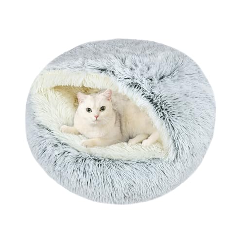 Arquiel Katzenbett, Katzennest, Haustierbett Tierbett, Kleine Hundebett Waschbarer Flauschiges Rund Weich Katzenschlafplatz FüR Katzen Rutschfestem Wasserdichtem Boden (Grau,60 X 60 cm) von Arquiel