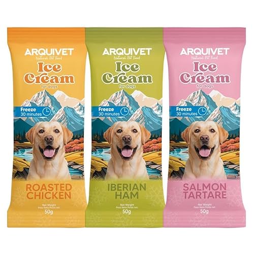 6er-Pack Hundeeis - 3 Verschiedene Geschmacksrichtungen - 300 g. ARQUIVET von Arquivet