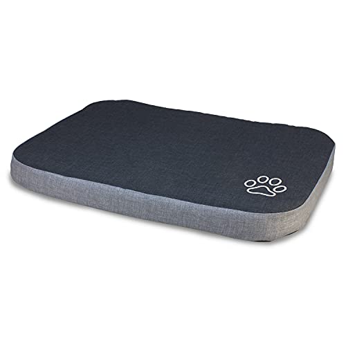 Arquivet Schwarze und graue Matte mit Fußabdruck, 90 x 65 x 9 cm, Hundebett, gepolstert, bequem, waschbar, für Haustiere, Bett für Hunde von Arquivet