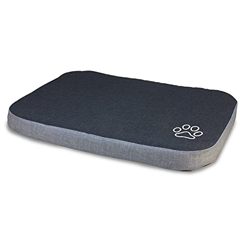 ARQUIVET Hundematte in Schwarz und Grau mit Fußabdruck - 90 x 65 x 9 cm - Dog Bed - Gepolstertes und bequemes Bett - waschbar - Haustierbetten - Hundebett von Arquivet