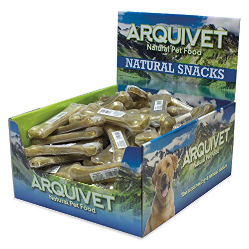 ARQUIVET Knochen aus gepresstem Rindsleder, 100% natürlich, für Hunde, 13 cm, komplette Box, 60 Stück, einziehbar, natürliche Snacks, Leckerlis, Leckerlis, Leckerlis für Hunde von Arquivet