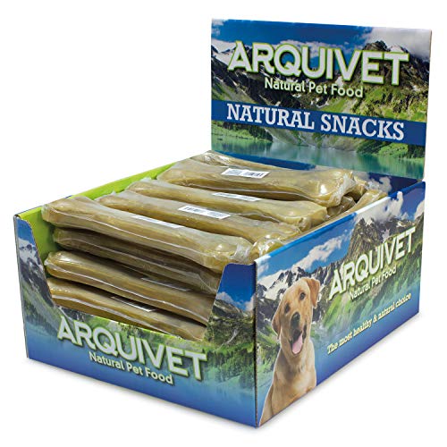 ARQUIVET Knochen aus gepresstem Rindsleder, 100% natürlich, für Hunde, 21 cm, komplette Box, 30 Stück, einziehbar, natürliche Snacks, Leckerlis, Leckerlis, Leckerlis für Hunde von Arquivet