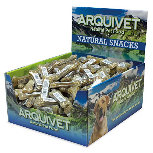 ARQUIVET Knochen aus gepresstem Rindsleder, 100% natürlich, für Hunde, 8 cm, komplette Box mit 150 Stück, 3000 g, natürliche Snacks – Leckerlis, Leckerlis für Hunde von Arquivet