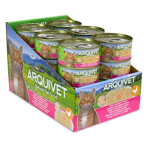 ARQUIVET Pack 24 Einheiten - Hühnchen in Garnelensoße - 80 g- Dosen mit Nassfutter für Katzen ARQUIVET Pack 24 Einheiten - Hühnchen in Garnelensoße - 80 g- Dosen mit Nassfutter für Katzen von Arquivet