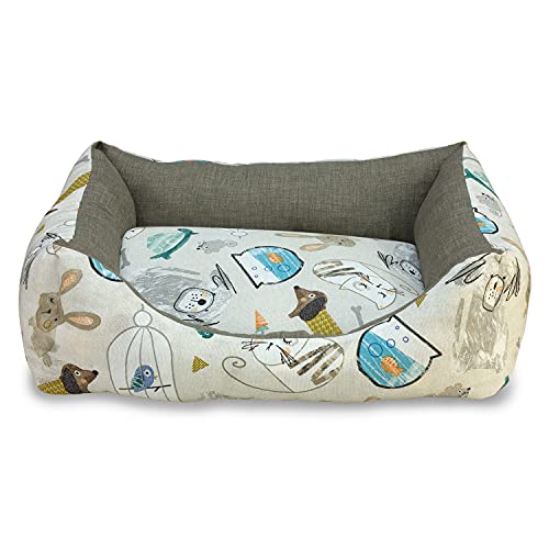 ARQUIVET Quadratisches Haustierbett für Hunde - 60 x 55 x 18 cm - Dog Bed - Gepolstertes und bequemes Bett - waschbar - Betten für Haustiere - Hundebett von Arquivet