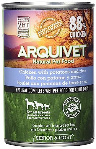 ARQUIVET Senior & Light Hühnchen mit Kartoffeln und Reis, 400 g, Dose mit Nassfutter für ältere Hunde Aller Rassen, natürliches Futter für Hunde von Arquivet