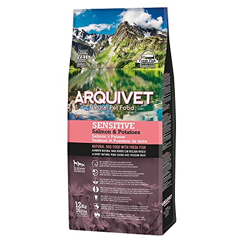 ARQUIVET - Sensitive - Trockenfutter für ausgewachsene Hunde - Lachs und Kartoffeln - 12 kg - Trockenfutter für Hunde - Hohe Verdaulichkeit - Gastroinierer von Arquivet