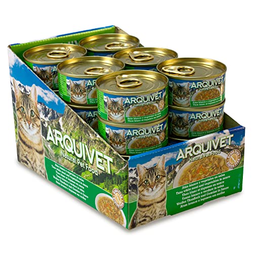 ARQUIVET Super Premium-Dosen mit weißem Thunfisch mit Gemüse in Sauce für Katzen, Gourmetfutter aus 100% natürlichen Inhaltsstoffen, Packung mit 24 Stück, 80 g pro Stück, Nassfutter ARQUIVET Super Premium-Dosen mit weißem Thunfisch mit Gemüse in Sauce für Katzen, Gourmetfutter aus 100% natürlichen Inhaltsstoffen, Packung mit 24 Stück, 80 g pro Stück, Nassfutter von Arquivet