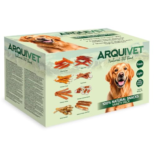 ARQUIVET Variety Pack - Natürliche Snacks für Hunde - 8 sortierte Beutel à 100g von Arquivet