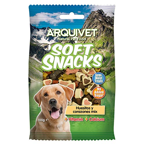 ARQUIVET Weiche Snacks Knochen und Herzen Mix 100 g für Hunde - Snacks, Leckereien, Leckereien, Leckereien und Belohnungen für Hunde - Nahrung zur Ergänzung Ihrer Ernährung von Arquivet