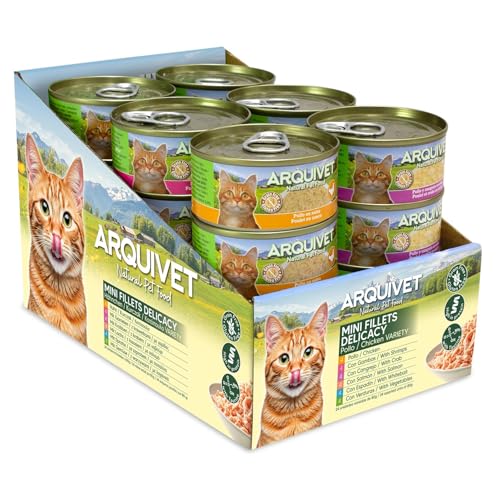 Abwechslungsreiche Packung. 24 Dosen Hähnchen mit 6 verschiedenen Rezepten. Hähnchen-Minifilets Delikatesse - 24 x 80g Abwechslungsreiche Packung. 24 Dosen Hähnchen mit 6 verschiedenen Rezepten. Hähnchen-Minifilets Delikatesse - 24 x 80g von Arquivet