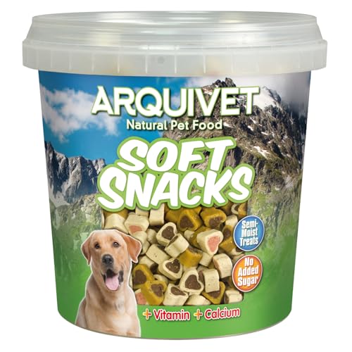 ARQUIVET Soft Snacks für Hunde – Geschmacksmischung in Herzform – 800 g – Huhn, Jagd, Lamm, Lachs und Reis – Leckereien von Arquivet