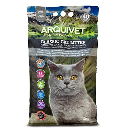 Arquivet Classic Katzenstreu 10 Kg - 100% natürliches Aktivkohle-Klumpstreu - Hygienisches Katzenstreu - Saugfähigkeit - Hilft Gerüche und Bakterien zu beseitigen von Arquivet