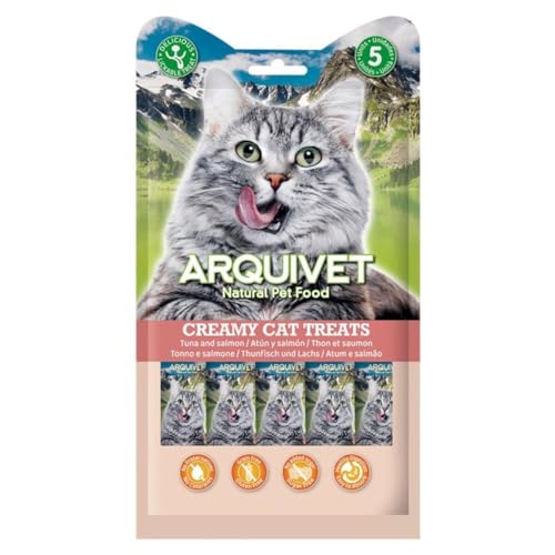 Arquivet Creamy Cat Treats Katzensnack, flüssig, Thunfisch und Lachs, 5 x 14 g von Arquivet