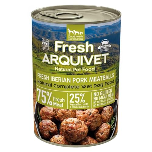 Arquivet Fresh Pork Meatballs Nassfutter für Hunde mit iberischem Schwein, Kürbis und grünen Bohnen, 400 g von Arquivet