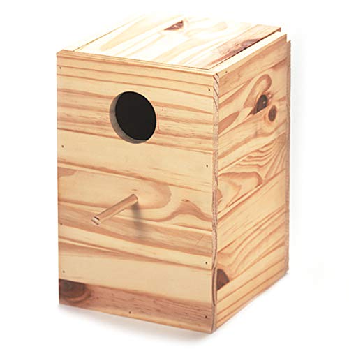 Arquivet Holznest für Nymphen, Carolinen, Nymphensittiche - 20 x 20 x 30 cm - Vogelnest Garten - Vogelnest Natur - Vogelhaus aus Holz von Arquivet