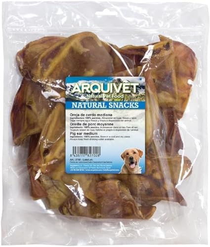 Arquivet Iberisches Schweineohr Medium, Beutel 30 Einheiten, natürliche Snacks, Hundesnacks, Leckerlis für Hunde, Leckerlis zum Beißen, Belohnung für Hunde von Arquivet