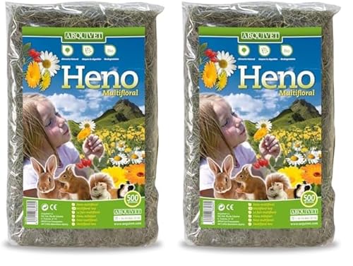 Arquivet Mehrblumiges Heu für Nagetiere und kleine Säugetiere, 500 g (1 Stück) (Packung mit 2) von Arquivet